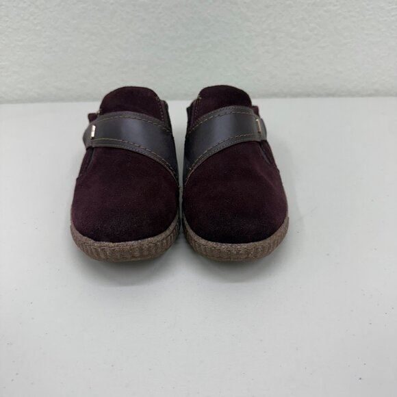 Clarks Collection Caroline Bay Burgundy Suede Slip On Mules Shoes Womens 9.5 M - Picture 2 of 8
